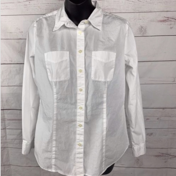 Loft Ann Taylor Softened Shirt Button Front White - Picture 1 of 8